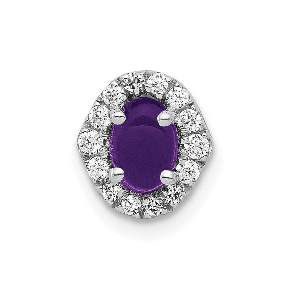 14k White Gold Diamond and Cabochon .73 Amethyst Chain Slide (0.8 grams)
