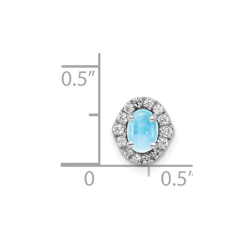 14k White Gold Diamond and Cabochon .73 Blue Topaz Pendant (0.8 grams)