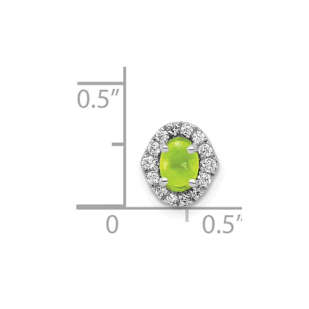 14k White Gold Diamond and Cabochon .78 Peridot Chain Slide (0.8 grams)