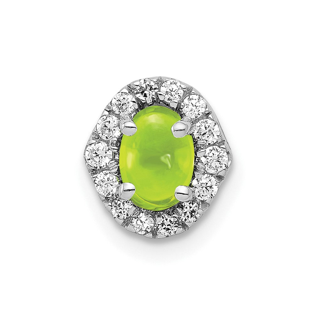 14k White Gold Diamond and Cabochon .78 Peridot Chain Slide (0.8 grams)