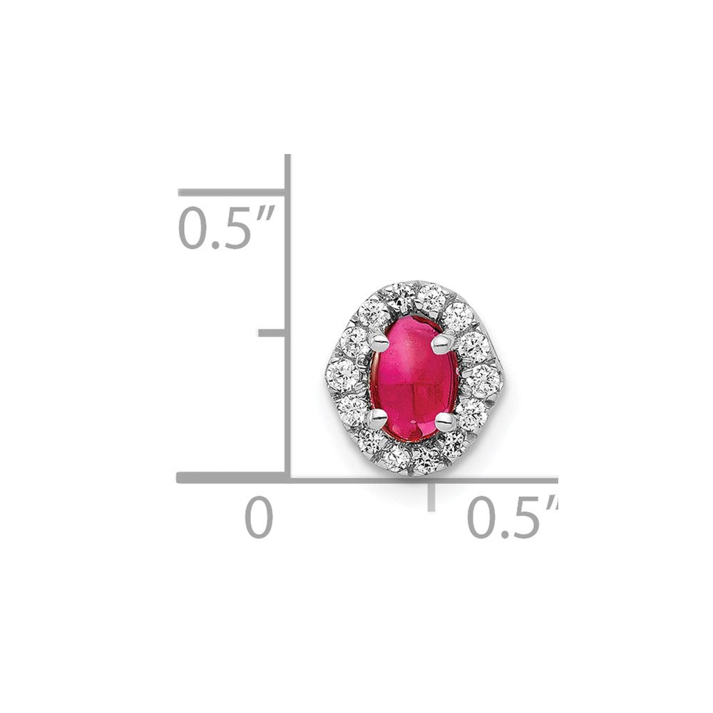 14k White Gold Diamond and Cabochon .73 Ruby Halo Chain Slide (0.8 grams)