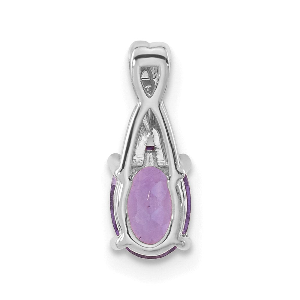14k White Gold Oval Amethyst and Diamond Pendant (0.75 grams)