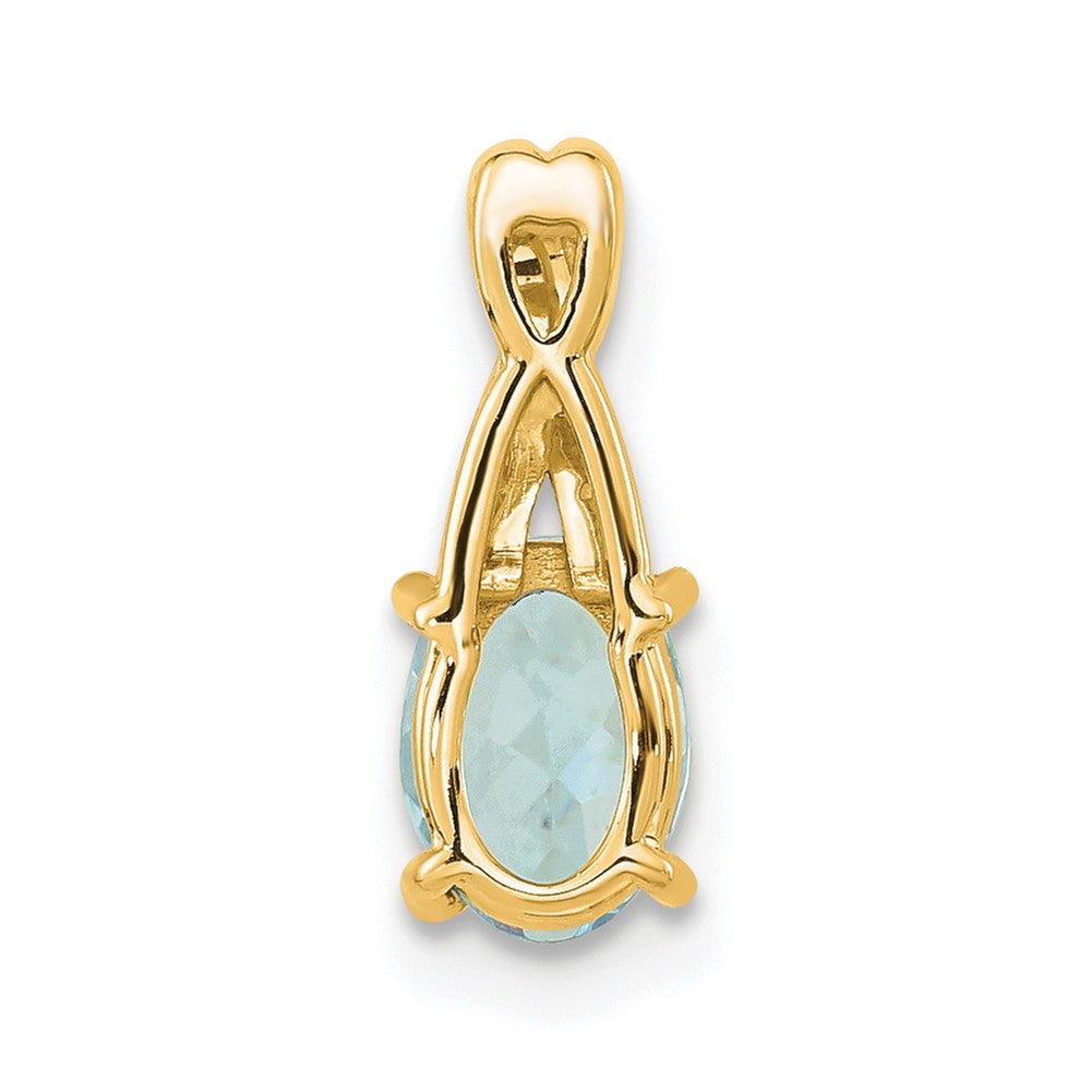 14K Oval Aquamarine and Diamond Pendant (0.75 grams)