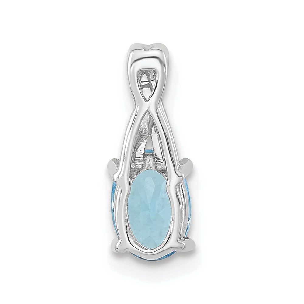 14k White Gold Oval Blue Topaz and Diamond Pendant (0.75 grams)