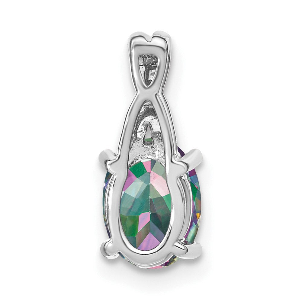 14k White Gold Oval Mystic Fire Topaz and Diamond Pendant (0.75 grams)