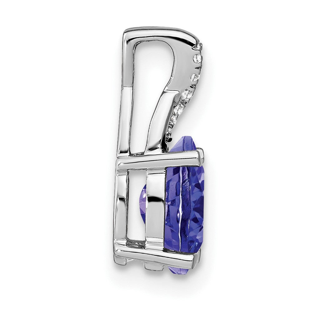 14k White Gold Oval Tanzanite and Diamond Pendant (0.75 grams)
