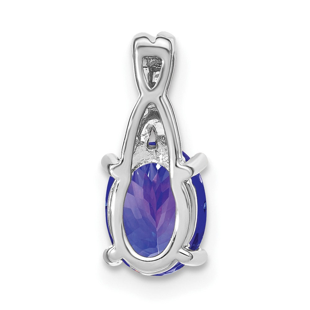 14k White Gold Oval Tanzanite and Diamond Pendant (0.75 grams)