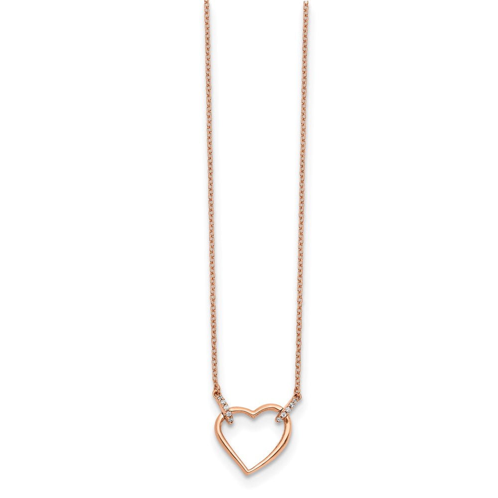 14k Rose Gold 1/20 carat Diamond Heart 18 inch Necklace (2.38 grams)