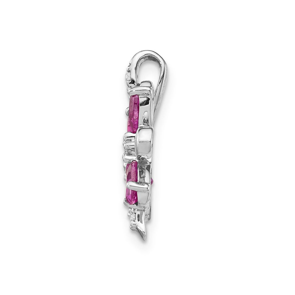 14k White Gold Diamond and 2.44 Citrine/Pink Tourmaline Flower Pendant (1.95 grams)