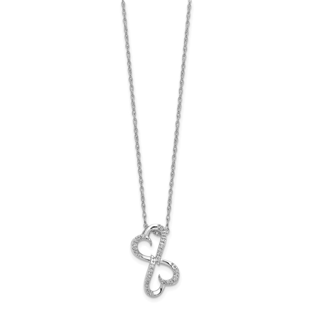 14k White Gold 1/20 carat Diamond Heart Infinity Pendant 18 inch Necklace (1.05 grams)