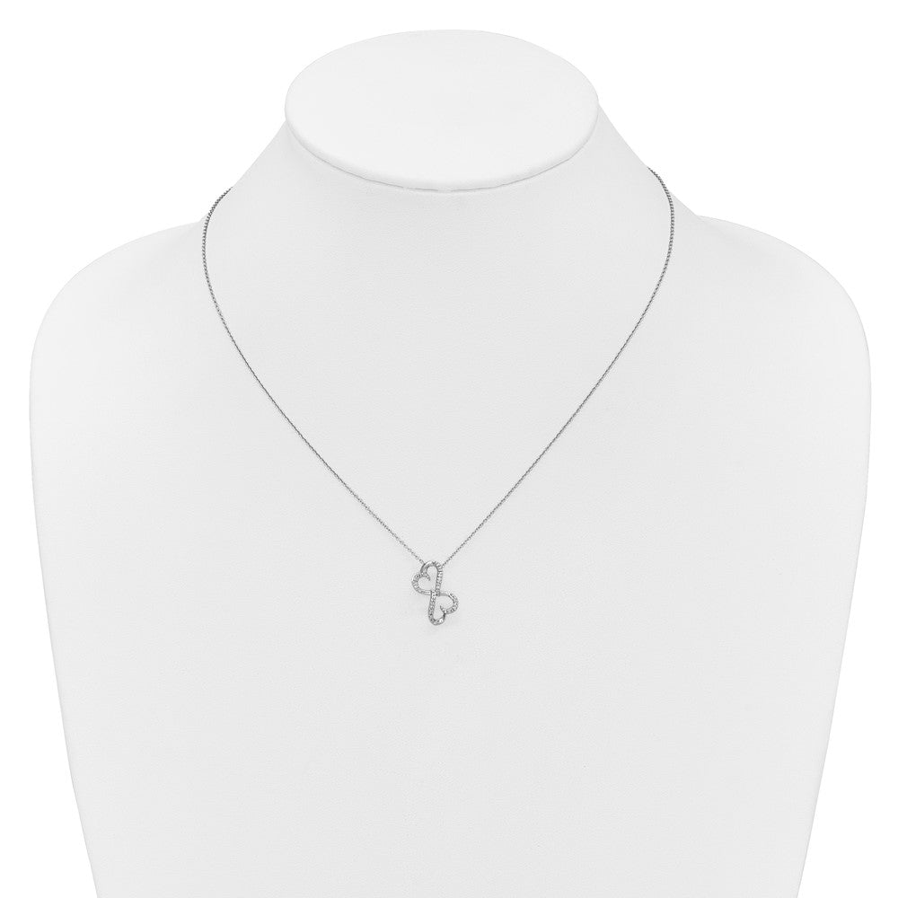 14k White Gold 1/20 carat Diamond Heart Infinity Pendant 18 inch Necklace (1.05 grams)