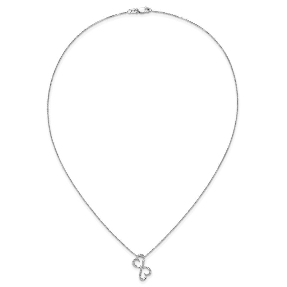 14k White Gold 1/20 carat Diamond Heart Infinity Pendant 18 inch Necklace (1.05 grams)
