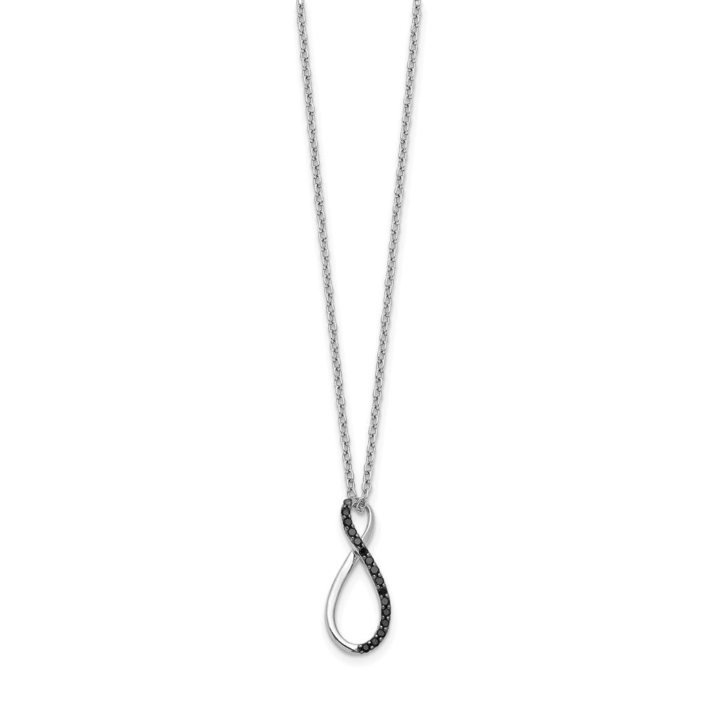 14k White Gold 1/15 carat Black Diamond Infinity Pendant 18 inch Necklace (0.57 grams)