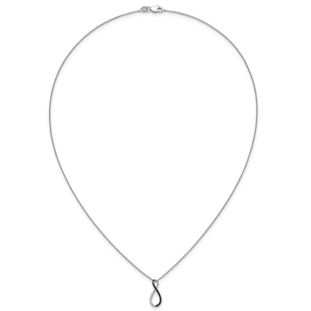 14k White Gold 1/15 carat Black Diamond Infinity Pendant 18 inch Necklace (0.57 grams)