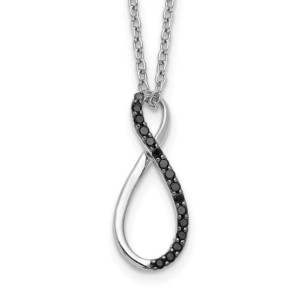 14k White Gold 1/15 carat Black Diamond Infinity Pendant 18 inch Necklace (0.57 grams)