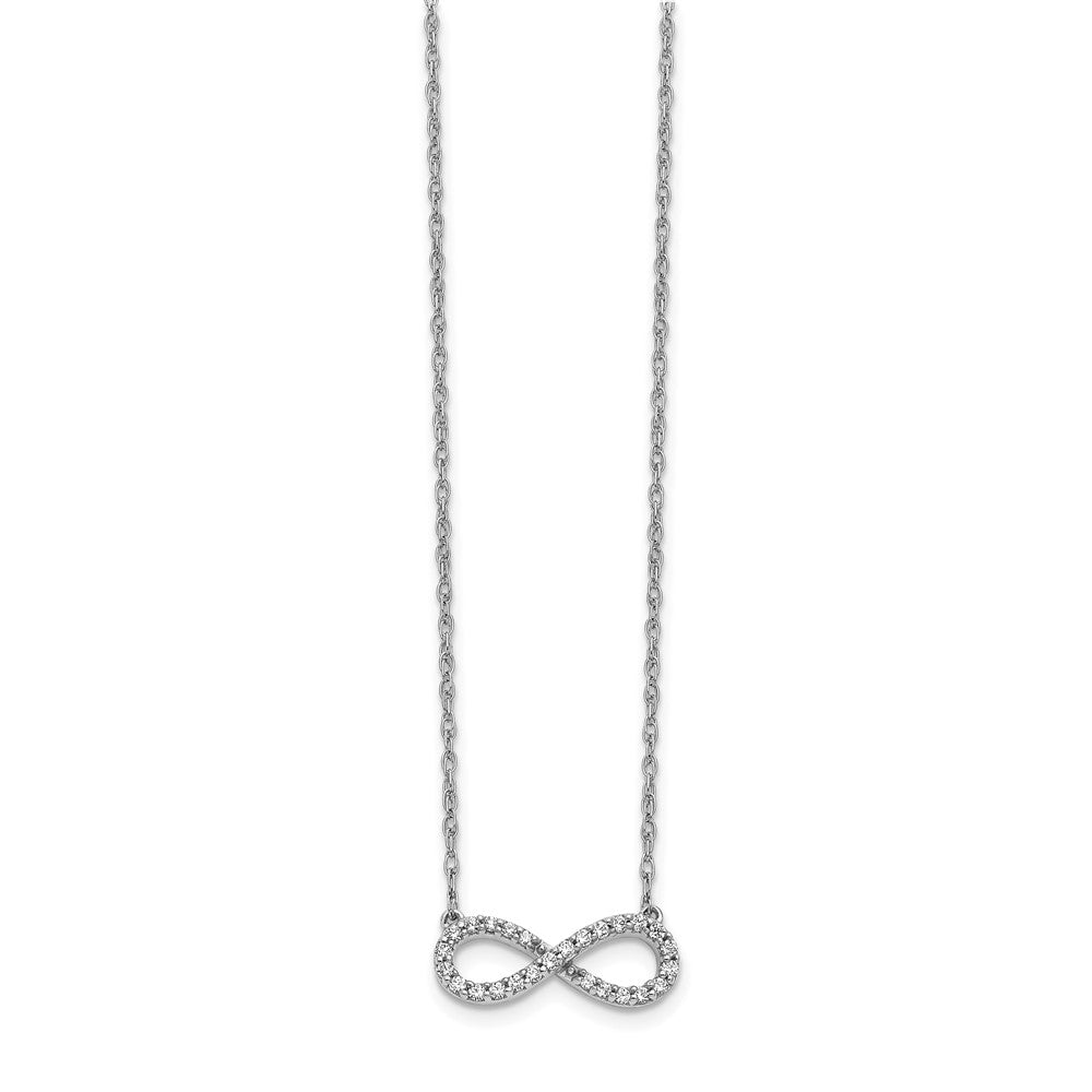 14K White Gold Polished 1/6 carat Diamond Infinity Symbol 18 inch Necklace (1.46 grams)