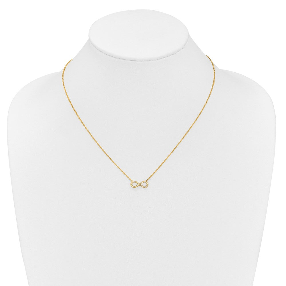 14K Polished 1/6 carat Diamond Infinity Symbol 18 inch Necklace (1.46 grams)