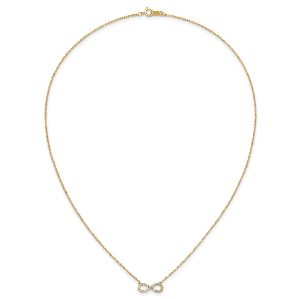 14K Polished 1/6 carat Diamond Infinity Symbol 18 inch Necklace (1.46 grams)