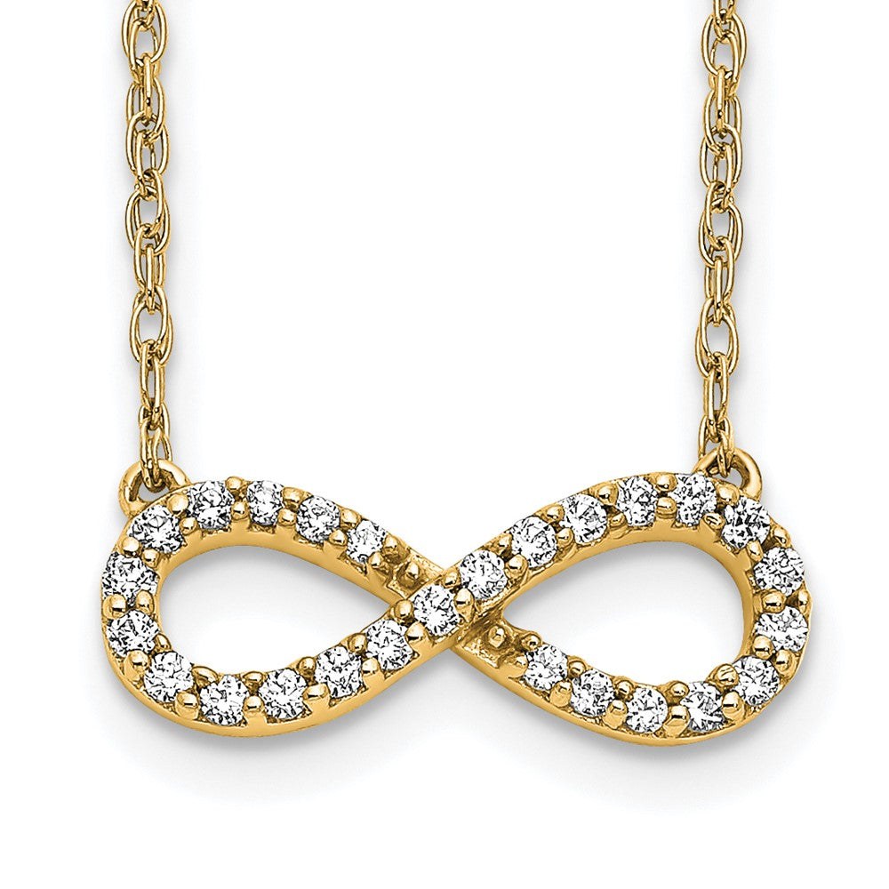 14K Polished 1/6 carat Diamond Infinity Symbol 18 inch Necklace (1.46 grams)