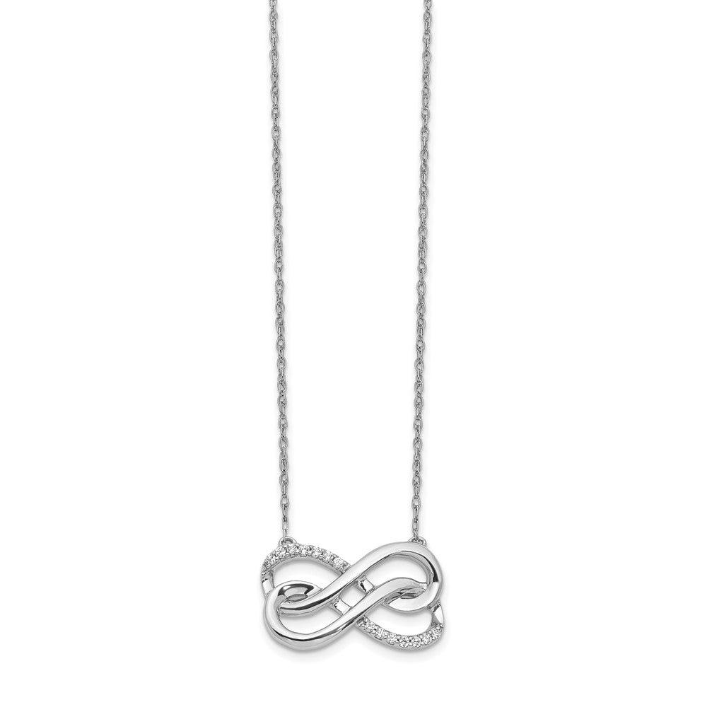 14k White Gold 1/10 carat Diamond Double Infinity Symbol 18 inch Necklace (3.78 grams)