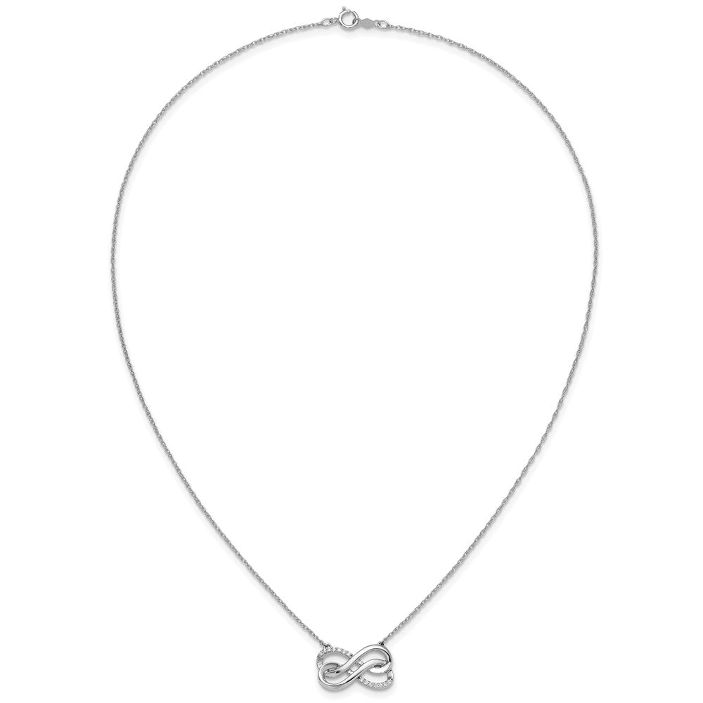 14k White Gold 1/10 carat Diamond Double Infinity Symbol 18 inch Necklace (3.78 grams)