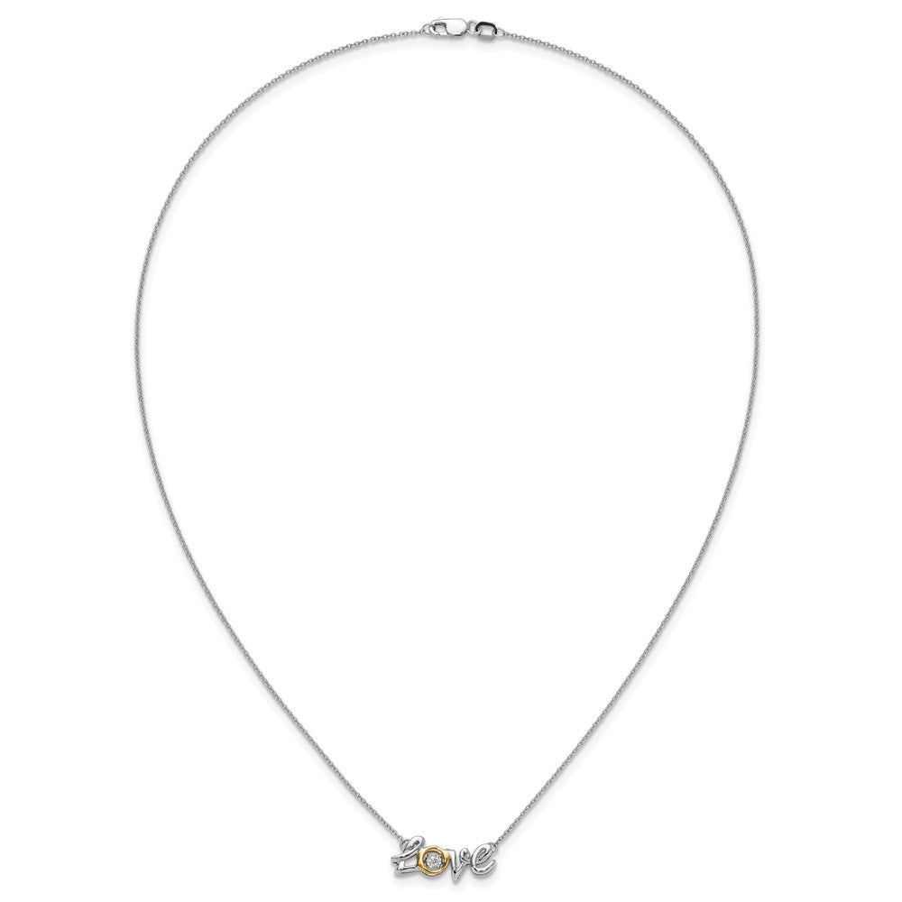 14k Two-tone LOVE Moving .03 carat Diamond 18 inch Necklace (2.95 grams)