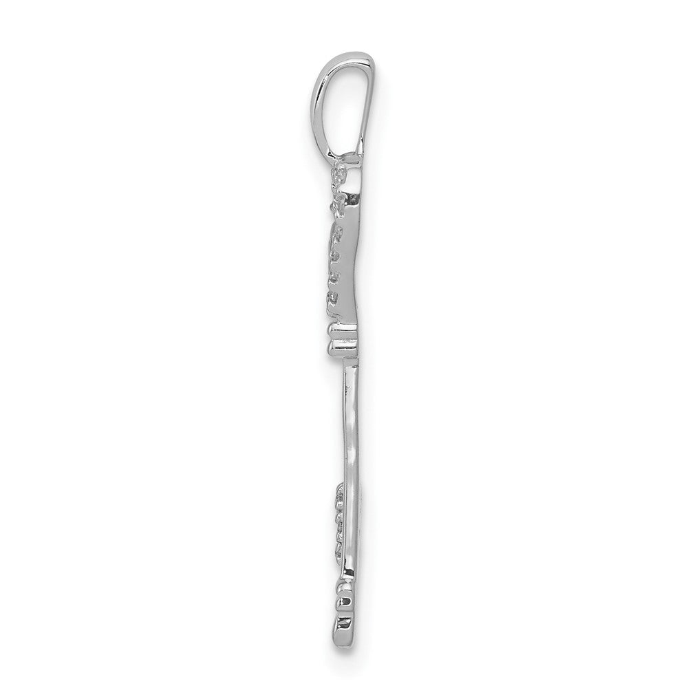 10K White Gold 1/10ct. Diamond Heart Key Pendant (0.55 grams)