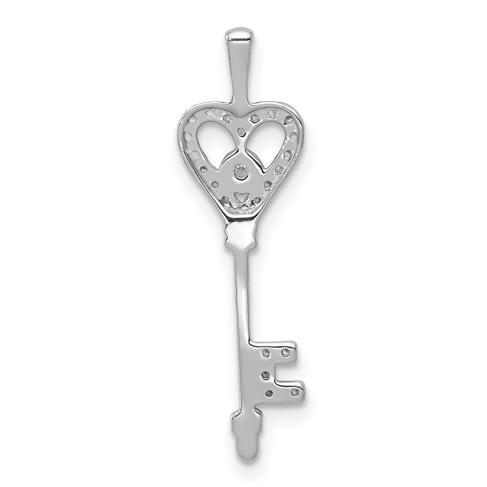 10K White Gold 1/10ct. Diamond Heart Key Pendant (0.55 grams)