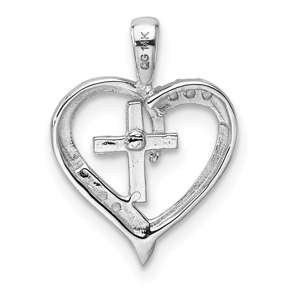 14k White Gold Heart Cross Pendant Mounting (0.73 grams)