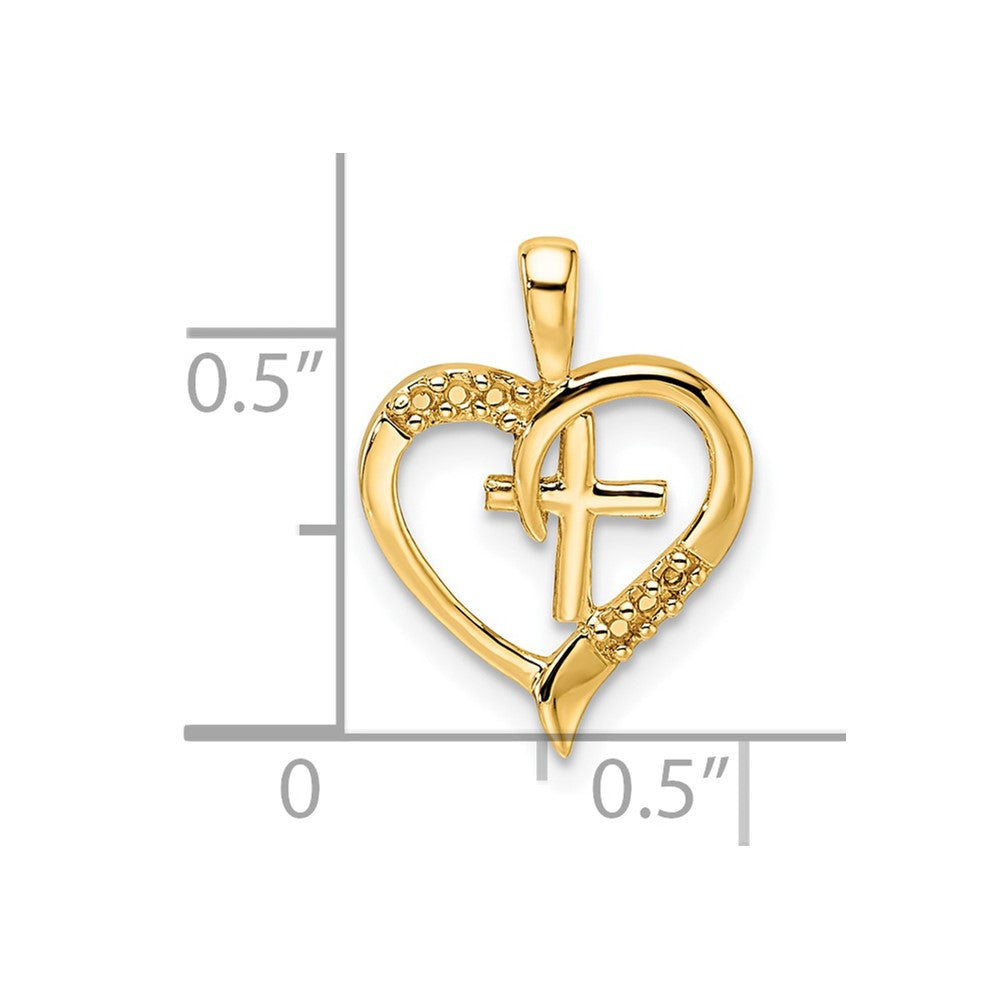 14k Heart Cross Pendant Mounting (0.81 grams)