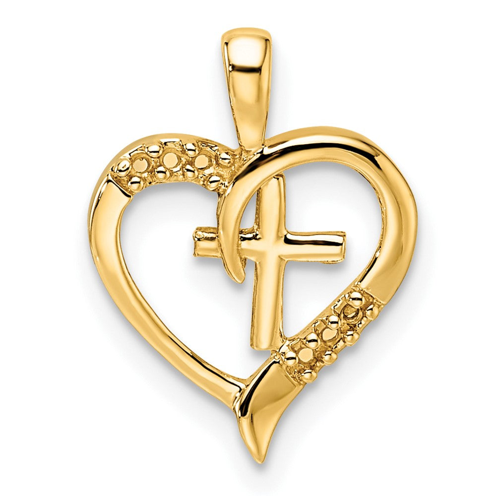 14k Heart Cross Pendant Mounting (0.81 grams)