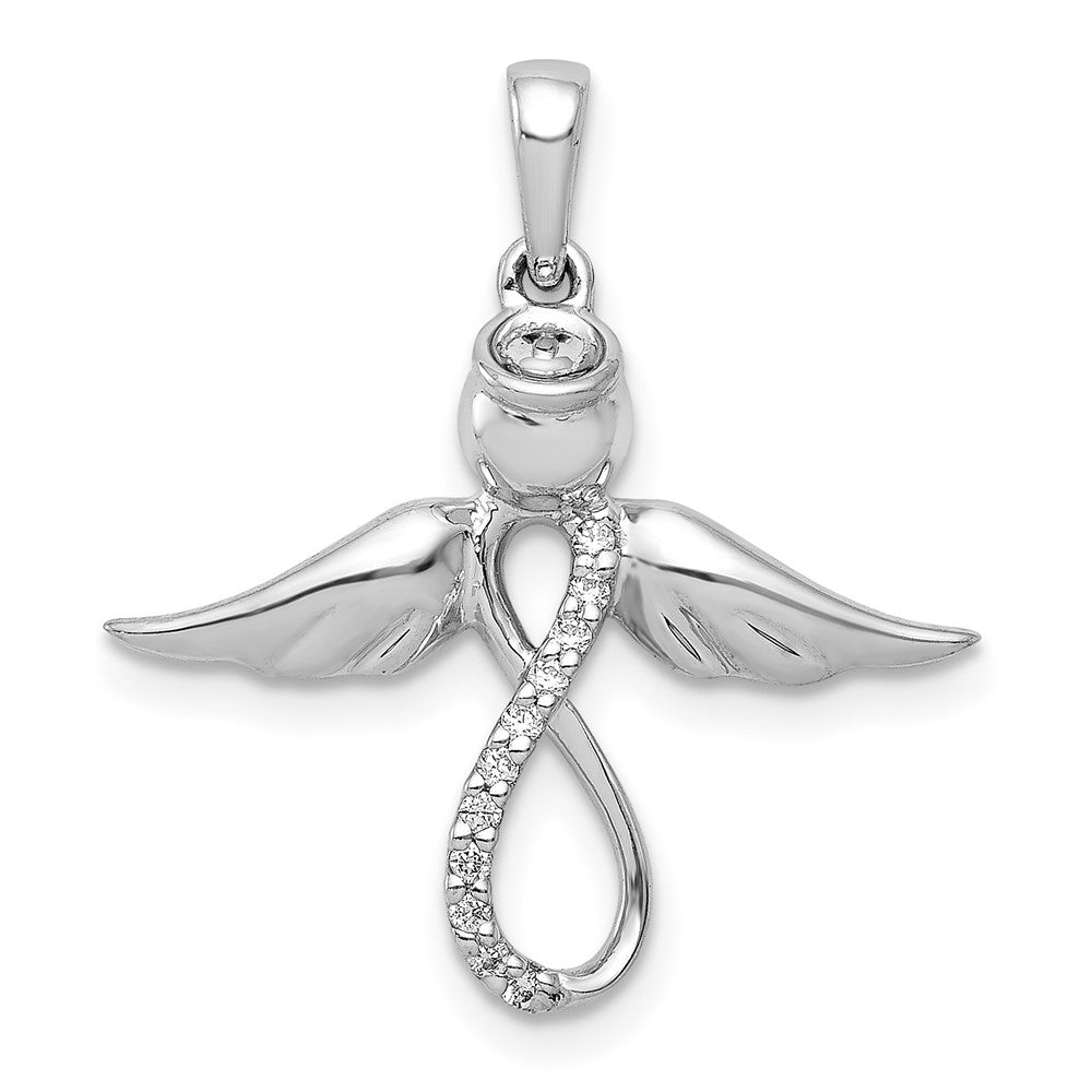 14k White Gold Diamond Infinity Angel Pendant (1.43 grams)