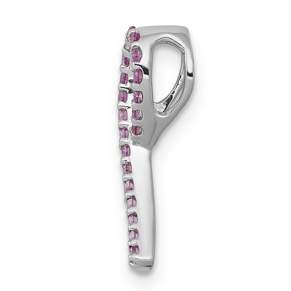 14k White Gold Awareness Pink Sapphire Slide Pendant (0.65 grams)