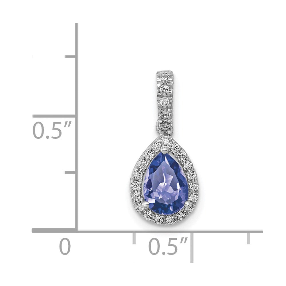 14k White Gold Pear .75 Tanzanite and Diamond Pendant (0.7 grams)