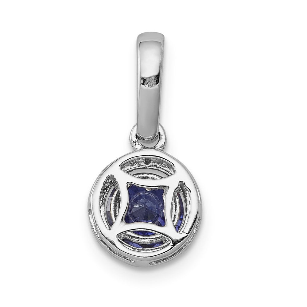 14k White Gold .69 Tanzanite and Halo Diamond Pendant (0.93 grams)