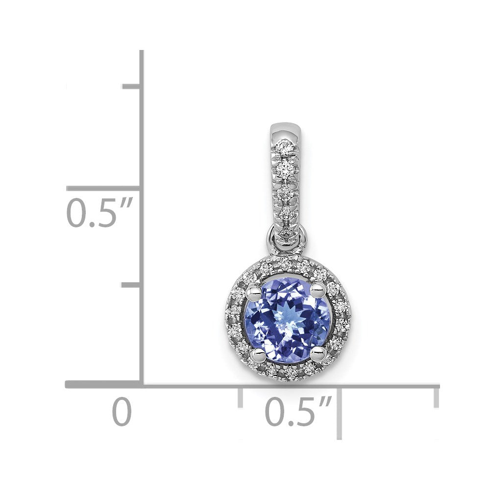 14k White Gold .69 Tanzanite and Halo Diamond Pendant (0.93 grams)