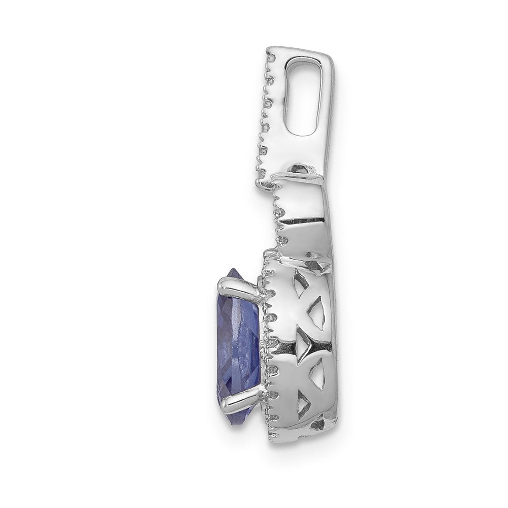 14k White Gold Oval .95 Tanzanite and Diamond Pendant (1.8 grams)