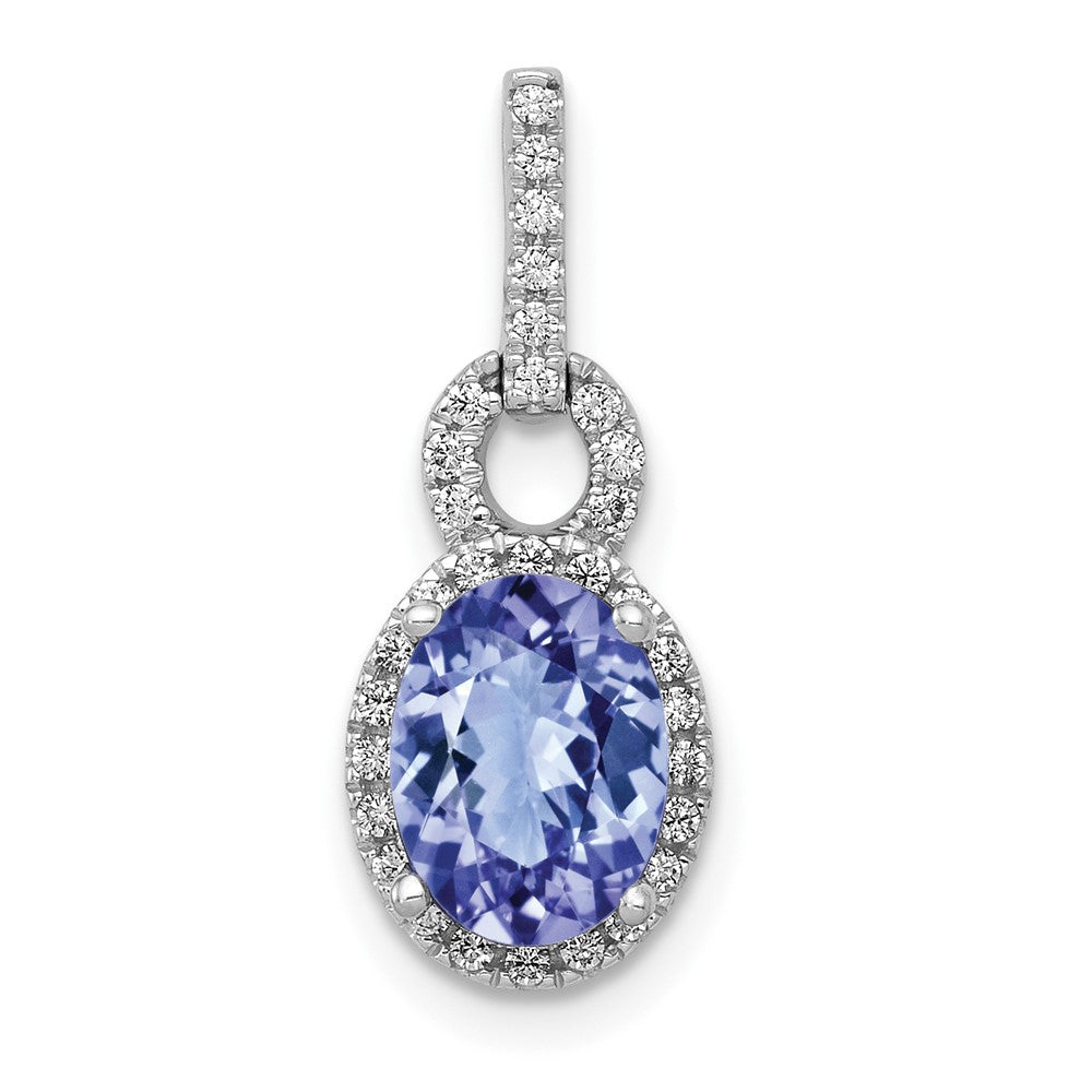 14k White Gold Oval .95 Tanzanite and Diamond Pendant (1.8 grams)