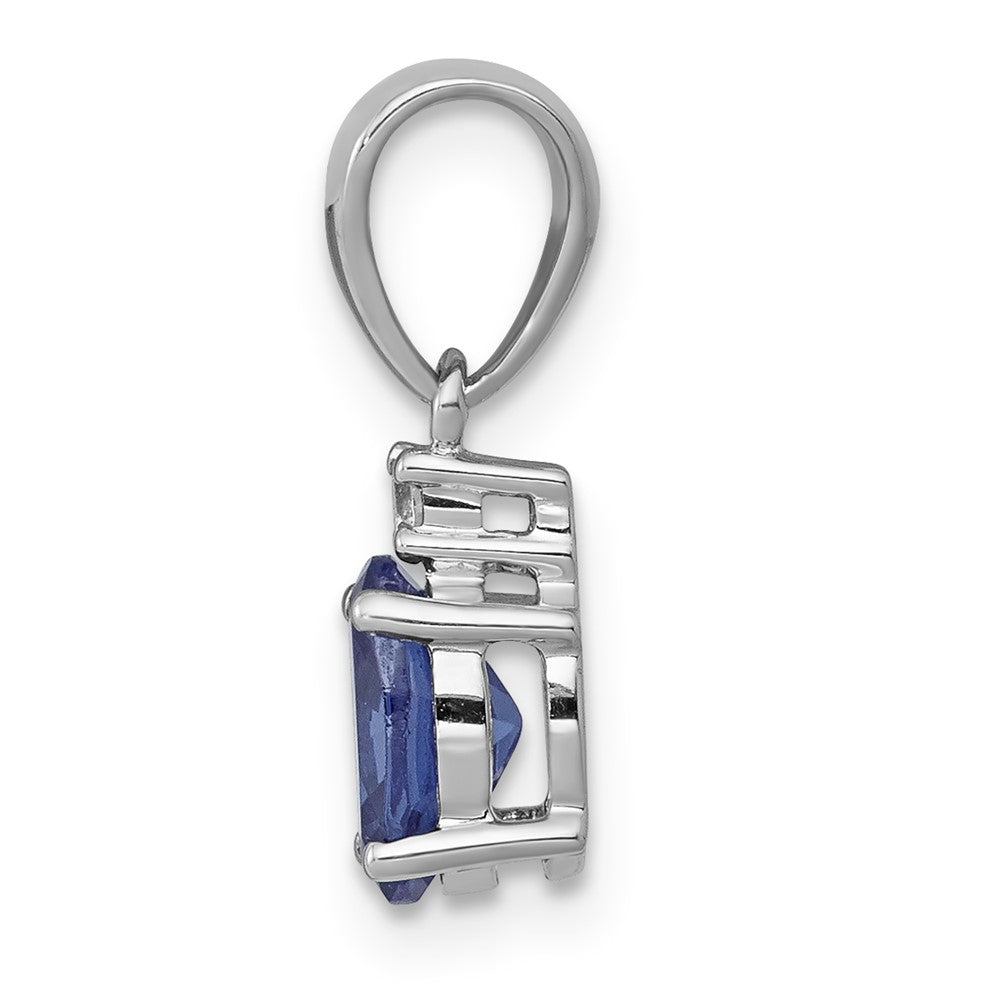 14k White Gold Oval .75 Tanzanite and Diamond Pendant (0.7 grams)