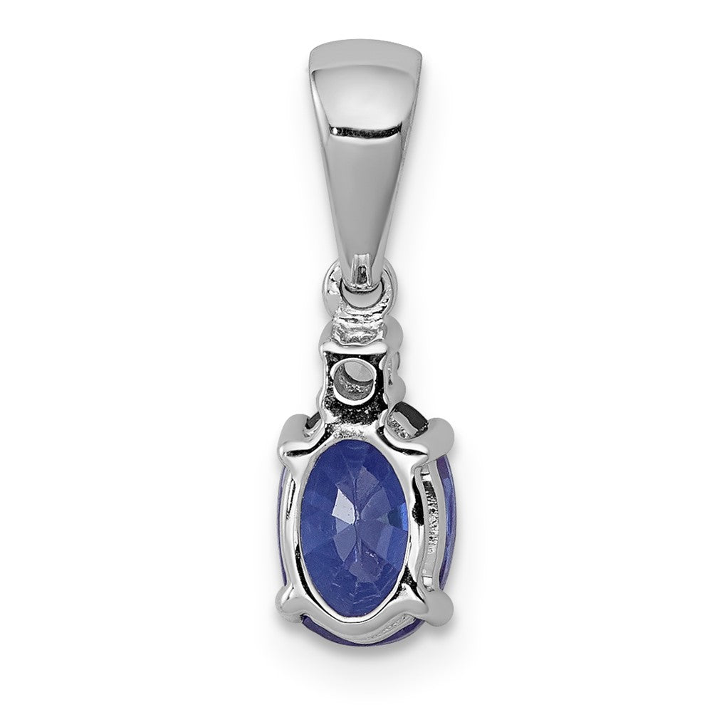 14k White Gold Oval .75 Tanzanite and Diamond Pendant (0.7 grams)