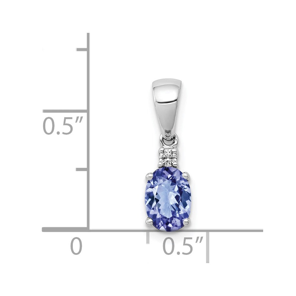 14k White Gold Oval .75 Tanzanite and Diamond Pendant (0.7 grams)