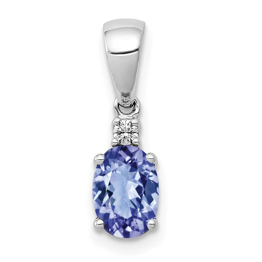 14k White Gold Oval .75 Tanzanite and Diamond Pendant (0.7 grams)