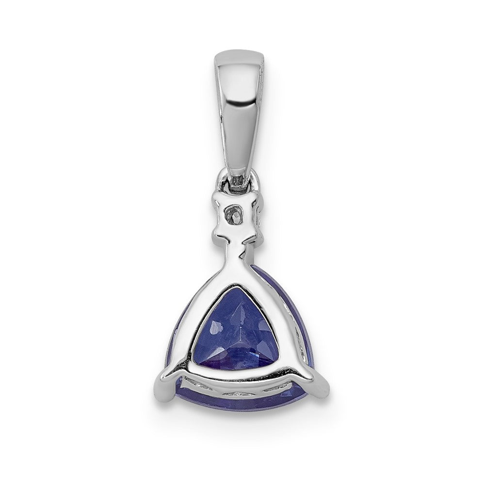 14k White Gold Trillion .90 Tanzanite and Diamond Pendant (0.7 grams)