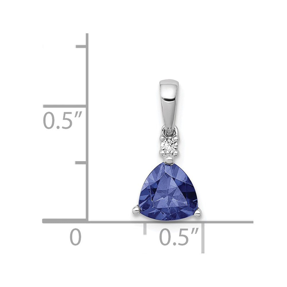 14k White Gold Trillion .90 Tanzanite and Diamond Pendant (0.7 grams)