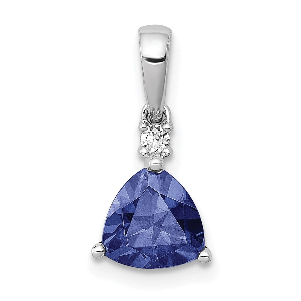 14k White Gold Trillion .90 Tanzanite and Diamond Pendant (0.7 grams)