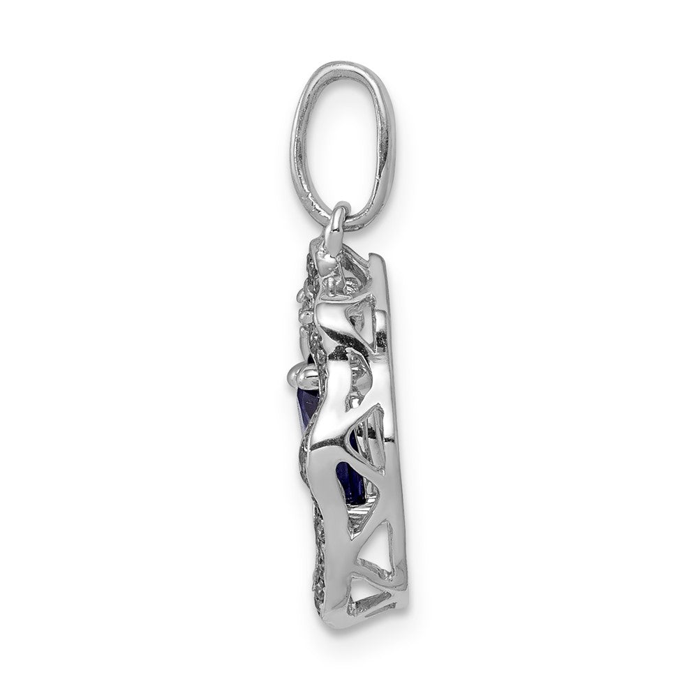 14k White Gold .62 Tanzanite and Diamond Dangle Pendant (1.44 grams)
