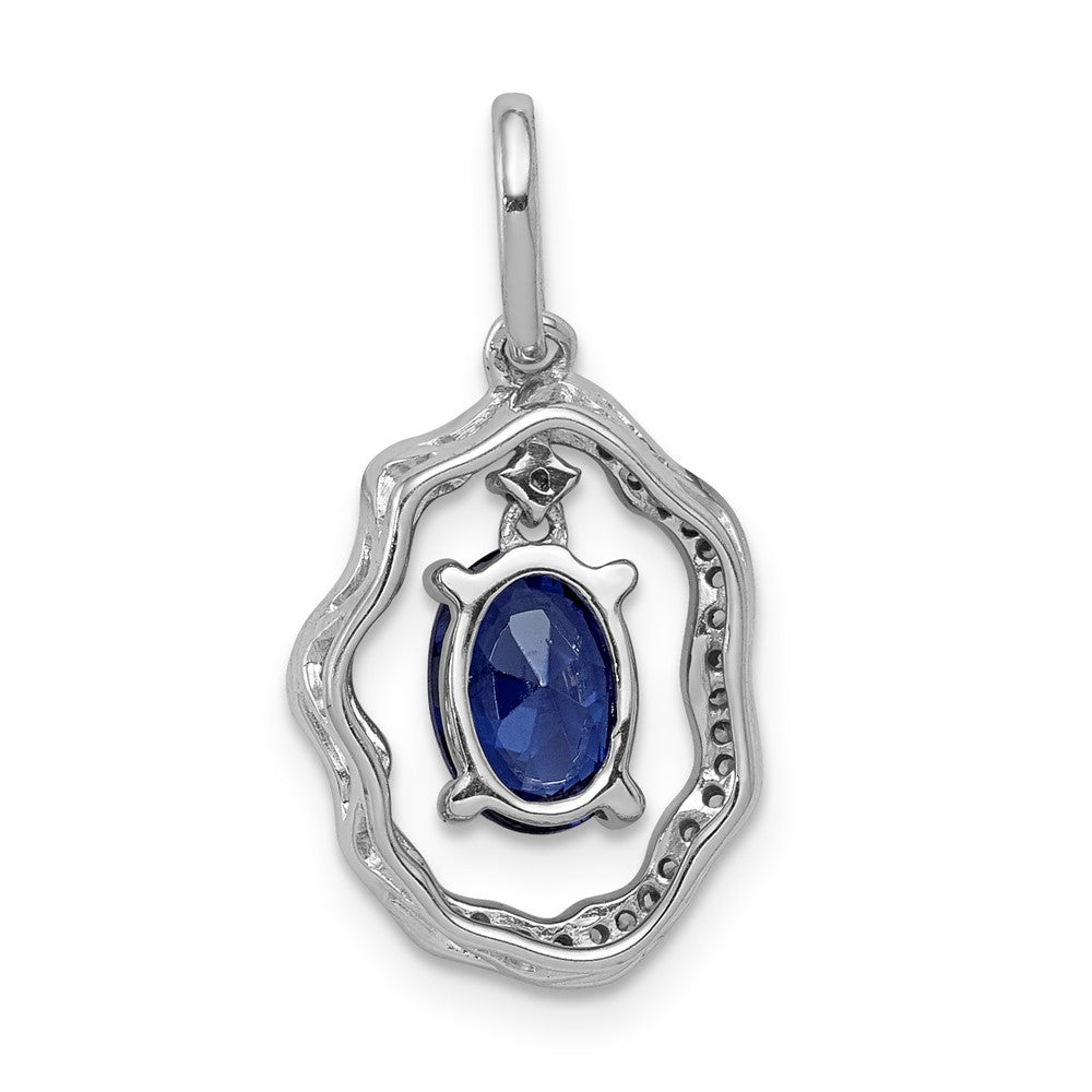14k White Gold .62 Tanzanite and Diamond Dangle Pendant (1.44 grams)