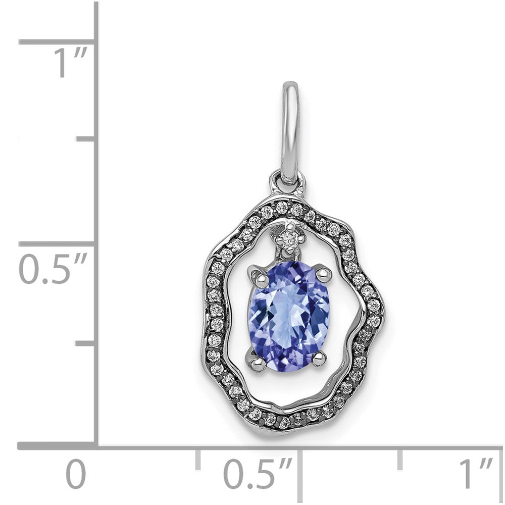 14k White Gold .62 Tanzanite and Diamond Dangle Pendant (1.44 grams)