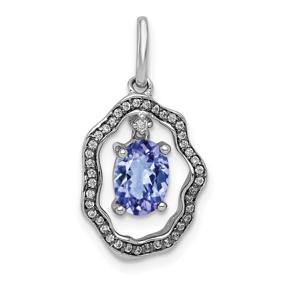 14k White Gold .62 Tanzanite and Diamond Dangle Pendant (1.44 grams)