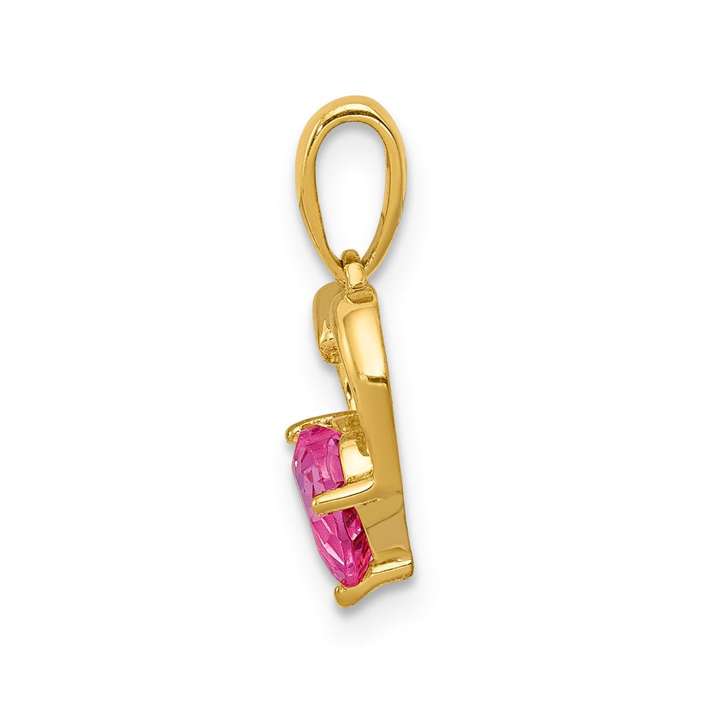 14k Created Pink Sapphire and Diamond Heart Pendant (0.7 grams)